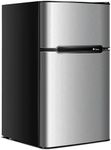 Nafort Mini Fridge with Freezer, 3.2Cu.ft 2-Door Compact Refrigerator with Reversible Door, Removable Glass Basket/Shelves & Recessed Handle for Home, Bedroom, Office, Dorm, Garage (Grey)