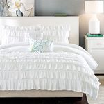 Intelligent Design ID10-020 Waterfall Comforter Set, White, Full/Queen