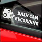 Platinum Place 5 x Stickers Dash Cam Recording WHITE Internal Window Car Van Truck Vehicle Taxi Mini Bus Camper Caravan CCTV Camera Notice Sign Camera Security Labels 75x25mm