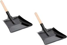 SDMAX Ash Shovel Muddy Hands Large Dustpan, Black Metal Steel Fireplace Coal Ash Shovel with Wooden Handle, Dustpan Or Coal Scoop, Sturdy Ash Dustpan, (2Pcs)