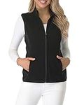 fuinloth Women's Fleece Gilet, Polar Soft Sleeveless Classic Fit Bodywarmer Vest with Zip up Pockets Black Small