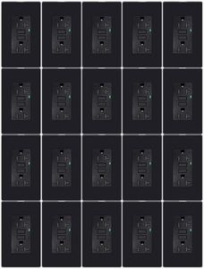 KCMYTONER Black GFCI Outlet 20 Amp,20PK Black GFCI Outlet Weather Resistant,Black GFCI Outlets Receptacle with LED Indicator, 125 Volt,ETL Certified,Wallplate and Screws Included, Black 20PK