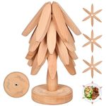 JYMWindigo Trivets for hot pots and Pans,Coasters Set of 4, Wooden Trivets for Hot Dishes,Trivets for Hot Dishes - 4 Wooden Trivet + 1 Stand,A Tree Design Trivet Mats
