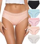 GNEPH Womens Underwear Cotton Panties for Women Underpants Briefs Hipster Lace Bikini Pack, (218-Light, L)