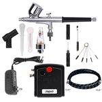 SAGUD Airbrush Kit with Mini Air Brush Compressor Dual - Action Gravity Feed Air Brush for Cake Decorating, Hobby, Craft, Tattoo, Nails, Makeup with Airbrush Cleaning Kit