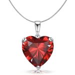 HighSpark 925 Silver Solitaire Heart Pendant with Chain For Women | 92.5 Sterling Silver & Diamond like Brilliance Sparkling Zirconia for that Stunning Shine | Lovely Gift - Red 9mm