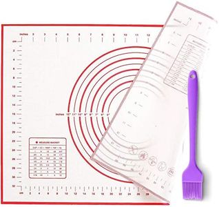 Large Silicone Baking Mat Pastry Mat 15.7x23.6in with Oil Brush and Spatula, Thickened Pastry Mat with Measuring，Non Stick Non-Slip Fondant Mat, Counter Mat, Dough Rolling Mat, Oven Liner