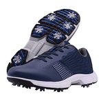 Zakey Waterproof Professional Golf Shoes Men Spikes Golf Sneakers Male Outdoor Anti Slip Walking Footwears, Blue, 9.5