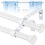 Curtain Poles, Curtain Poles for Eyelet Curtains 76 to 157 cm, 1.6 cm Adjustable Single Curtain Rods with Brackets for Patio, Sliding Glass Door, Living Room, Matte White, 2 Pack