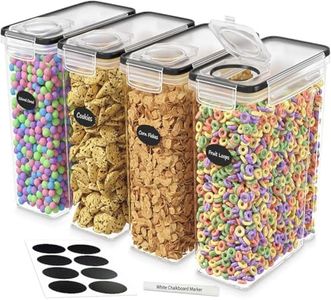 DWËLLZA KITCHEN Cereal Containers Storage - 4 Pack Cereal Dispenser Airtight Food Storage Containers BPA-Free Pantry Organization and Storage, Canister for Flour & Sugar 1 Marker 8 Labels (135.2oz)