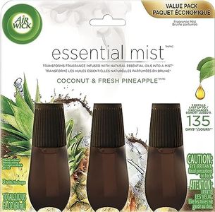 Air Wick Essential Mist Refill, 3 ct, Coconut and Pineapple, Essential Oils Diffuser, Air Freshener