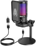 Talomen USB Condenser Microphone，RGB Gaming Microphone，One Touch Mute，Zero Latency Monitoring，Plug and Play，Metal PC Microphone for Streamers/Content Creators/Gamers/PC，PS4 and PS5 (Falcon 8)