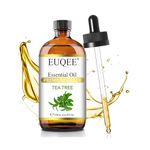 EUQEE Tea Tree Essential Oil 118ml Pure Tea Tree Oil with Glass Dropper for Diffuser, Aromatherapy, Soap Making, Candle Making - 4Fl.Oz