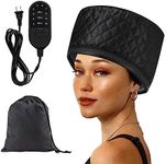 Hair Steamer Heat Cap for Deep Conditioning, Thermal Steam Cap for Natural Hair Home Use with 10 Modes 3 Timer Settings All Black Extended Cord for Spa Hair Care, Black