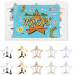 HOYOLS Mixed Star Hair Clips, Y2k Rave Emo Accessories for women, 90s Trendy Metal Hair Bangs Barrettes for Girls Teens 50pcs (Mixed Silver Gold Color)