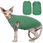 OUOBOB Sphynx Cat Clothes, Breathable Hairless Cat Shirts, Stripe Kitten T-Shirts Sleeveless, Pullover Cat Sweaters, Pet Summer Apparel for Sphynx, Cornish Rex, Devon Rex, Peterbald, Small Dogs