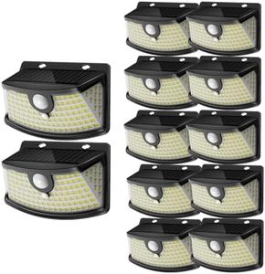 Aootek New Solar Motion Sensor Lights 120 LEDs with Lights Reflector,270° Wide Angle, IP65 Waterproof, Step Lights for Front Door, Yard, Garage, Deck (Black, Daylight White, 10-Pack)