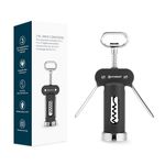 KITCHENDAO 3 in 1 Wing Corkscrew Wine Bottle Opener with Foil Cutter, Built-in Beer Bottle Opener, Wine Opener with Non-Stick Sharp Screw,Easy to Use, Sturdy Durable Manual Corkscrew(Black)