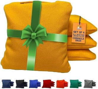 Cornhole365 All Weather Cornhole Bags - 6"x6" Premium Plastic Pellet Resin-Filled, Weather-Resistant, Solid Color Duck Cloth Cornhole Bean Bags - Professional Cornhole Bags Set of 4 (Storm Yellow)