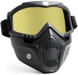 Btag Anti Scratch UV Protective Motorcycle Face Mask with Detachable Goggles | Anti-Fog UV Protection Riding Mask with Removable Breathable Filter | Full Face Windproof Shield for Biking.(Yellow)