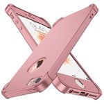 ORETECH iPhone 5 / 5S / SE Case,with [2 x Tempered Glass Screen Protector] 360Ã‚° Full Body Ultra-Thin Shockproof iPhone SE /5S / 5 Cover Anti-Scratch Hard PC + Soft Silicone Rubber Case -Rosegold