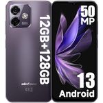 Ulefone Note 16 Pro Mobile Phones Android 13, 12GB+128GB 50MP+8MP Camera Octa Core 6.52” HD+ 4400mAh 4G Dual Sim Smartphone SIM Free Unlocked Fingerprint Face ID GPS OTG, UK Version - Purple