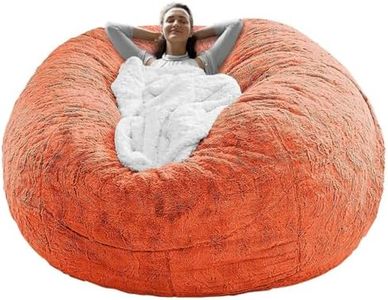 LASOUK Giant Fur Bean Bag Chair Cover (No Filler) for Adults/Teens, Big Round Soft Fluffy Faux Fur Bean Bag Lazy - Machine Washable, Big Size Beanbag Cover,Orange,7FT