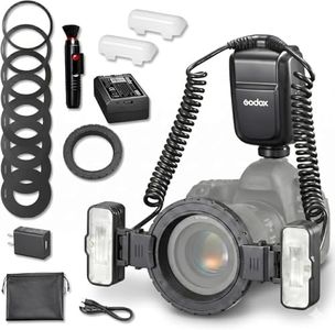 Godox MF-T76S TTL Macro Twin Flash for Sony, 76Ws Dual Flash Head/1.2s Fast Recycle/550 Full Power Flashes/Type-C Charger/1/1-1/256 Power/0°-150° Adjustable Heads/with Adapter Rings/Modeling Lamps