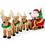 Best Choice Products 8.5ft Lighted Inflatable Christmas Decoration Santa Claus Sleigh & Reindeer Indoor Outdoor for Yard, Garden, Driveway, Large Room w/Heavy-Duty Stakes, Electric Fan Blower