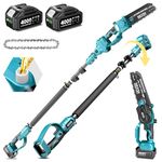 SEESII 2 in 1 Cordless 8 inch Pole Saw & Mini Chainsaw with 2 Battery, Power Electric Polesaw for Tree Trimming, Chain Saw with Extension Pole, Limb Branch Cutter Pruner (P8 Ace)