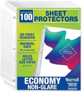 Samsill 100 Sheet Protectors, Standard Weight Non-Glare Page Protectors for 3 Ring Binder, 1.97 MIL Thick Top Loading, Acid Free, Box of 100