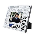 Graduation Gifts for Him 2024, Personalized Graduation Frame for Graduates, Custom w/ Name and Collage Name -2 Sizes- Graduation Picture Frame, High School, College, Class of 2024, Royal Blue