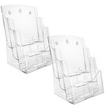 SENENQU 2 Pack 3-Tier A4 Leaflet Holder, A4 Wall Mounted Document Holder, Acrylic File Brochure Holder Magazine Rack for Portrait Literature Booklet Flyer Menu Pamphlet Dispenser