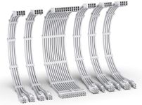 EZDIY-FAB PSU Cable Extension Kit,16AWG Power Supply Extension Cable,1x24Pin/2x4+4 EPS/3x6+2 PCI-E,Custom PC Sleeve Cable 300MM with Combs-All White