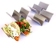 Taco Holder 4 Pack with Handles - Taco Holders - Taco Stand - Taco Tray - Taco Rack - Stainless Steel Taco Holder (4 Pack with Handles)