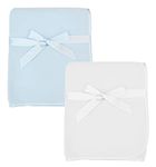 American Baby Company 2 Piece Fleece Blankets, Blue and White, 30 x 30, for Boys and Girls