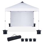 CDEN Gazebos Pop Up Canopy Tent, 10x10 Sun Shelter & Party Shade, UPF 50+ Portable Event Tent with Roller Carry Bag, Sturdy Steel Frame for Outdoor, Pool, Garden (One Sidewall)