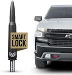 RONIN FACTORY Bullet Antenna Chevy Silverado & GMC Sierra Trucks - 50 Cal Truck Antenna Accessories - Anti Theft - Carwash Safe - Short Replacement Antenna for Truck (SmartLock)