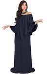 koh koh Plus Size Womens Long Strapless Shoulderless Flattering Cocktail Evening Off The Shoulder Cold Sexy Evening Flowy Formal Slimming Gown Gowns Maxi Dress Dresses, Dark Navy Blue 2XL 18-20