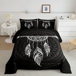 Erosebridal Dream Catcher Comforter Set King Size, Boho Feather Bedding, Mandala Bedding Comforter Sets, Arrow Geometric Aztec Black White Bedroom Decor Quilt with 1 Pillow Case