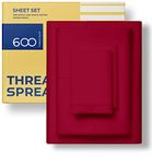 THREAD SPREAD 5 Star Luxury Hotel Cal King Size 100% Cotton Sheets - Egyptian Cotton Quality 600 TC Sheets for Cal King Bed - 4 Piece Bedding Set with Deep Pocket, Breathable & Cooling Bedsheet (Red)