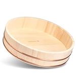 Reishunger Hangiri Wooden Bowl 39cm Diameter – Perfect for Sushi Rice – Made of High-Grade Pinewood