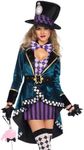 Leg Avenue Mad Hatter Costume with Dress, Jacket, Belt, Bow, Hat, Small
