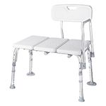 Transfer Bench for Tub, Bathtub Bench Shower Chair for Seniors, Transfer Boards -Removable Armrest, 300lb Load, Suction Cup Feet, 5-Level Adjustable Height - LIVINGbasics