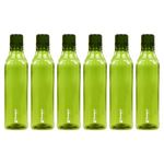 PEARLPET Cubic Water Bottle for Home | Leak Proof Bottles for Refrigerator | BPA-Free, Food Grade, Plastic | Set of 6, 1000 ML Each, Green