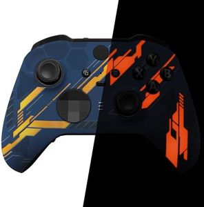 eXtremeRate Glow in Dark Mecha - Orange Replacement Faceplate Cover for Xbox One Elite Controller Series 2 (Model 1797), Custom DIY Front Housing Shell Case for Xbox Elite Series 2 Core Controller