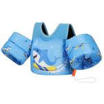 MoKo Toddler Swim Vest - Cute Toddler Floaties with Emergency Whistle for Boys and Girls 13-20-30 lbs Water Wings Arm Band Floaties Swim Training Equipment for Beach Swimming Pool Sea, Surfing Shark