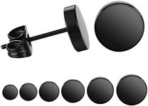 LIEBLICH Black Round Stud Earrings Set Stainless Steel Ear Studs for Men Women 6 Pairs 3mm-8mm … (Black)