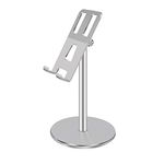 Techzere Anodised Aluminium Height Adjustable Holder Stand for Tablets & Smartphones (Silver)