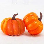 PartyToko 2pcs Artificial Mini Pumpkin Decorations Foam Pumpkins for Halloween Mini Pumpkin for Halloween Decoration - Pack of 2pcs